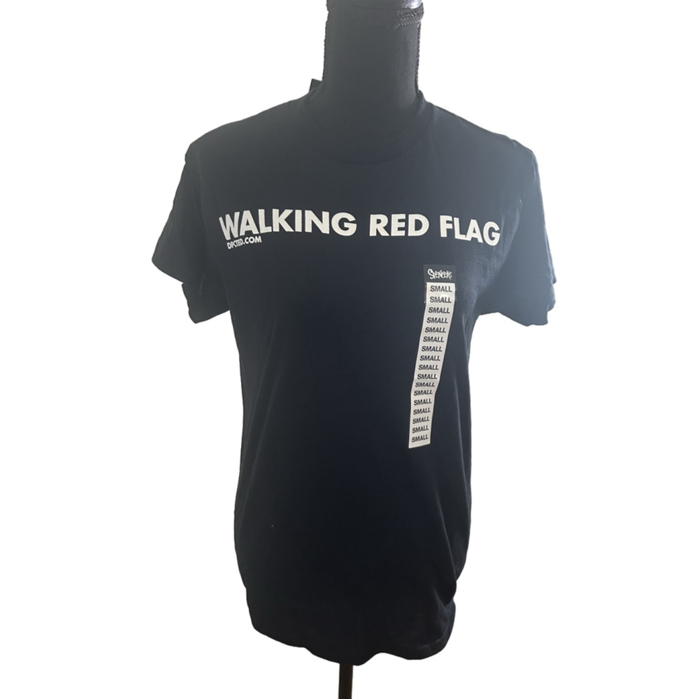 NWT Men's Spencer's Walking Red Flag Graphic T-Shirt Black Size S